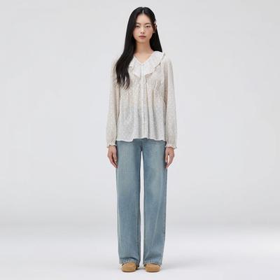Flower Pattern Shirring Blouse T262mbl141w