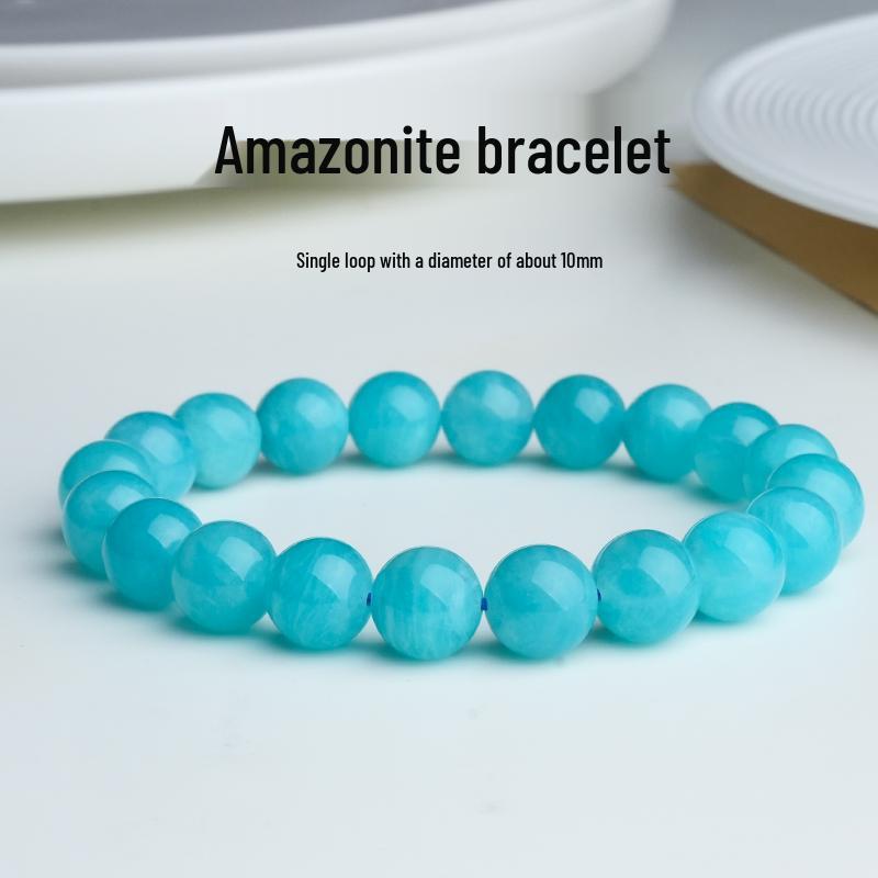 Amazonite & Blue Crystal Beaded Bracelet - Unisex Birthday Gift