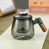 Zhenqi Heat-Resistant Glass Tea Cup with Wooden Handle