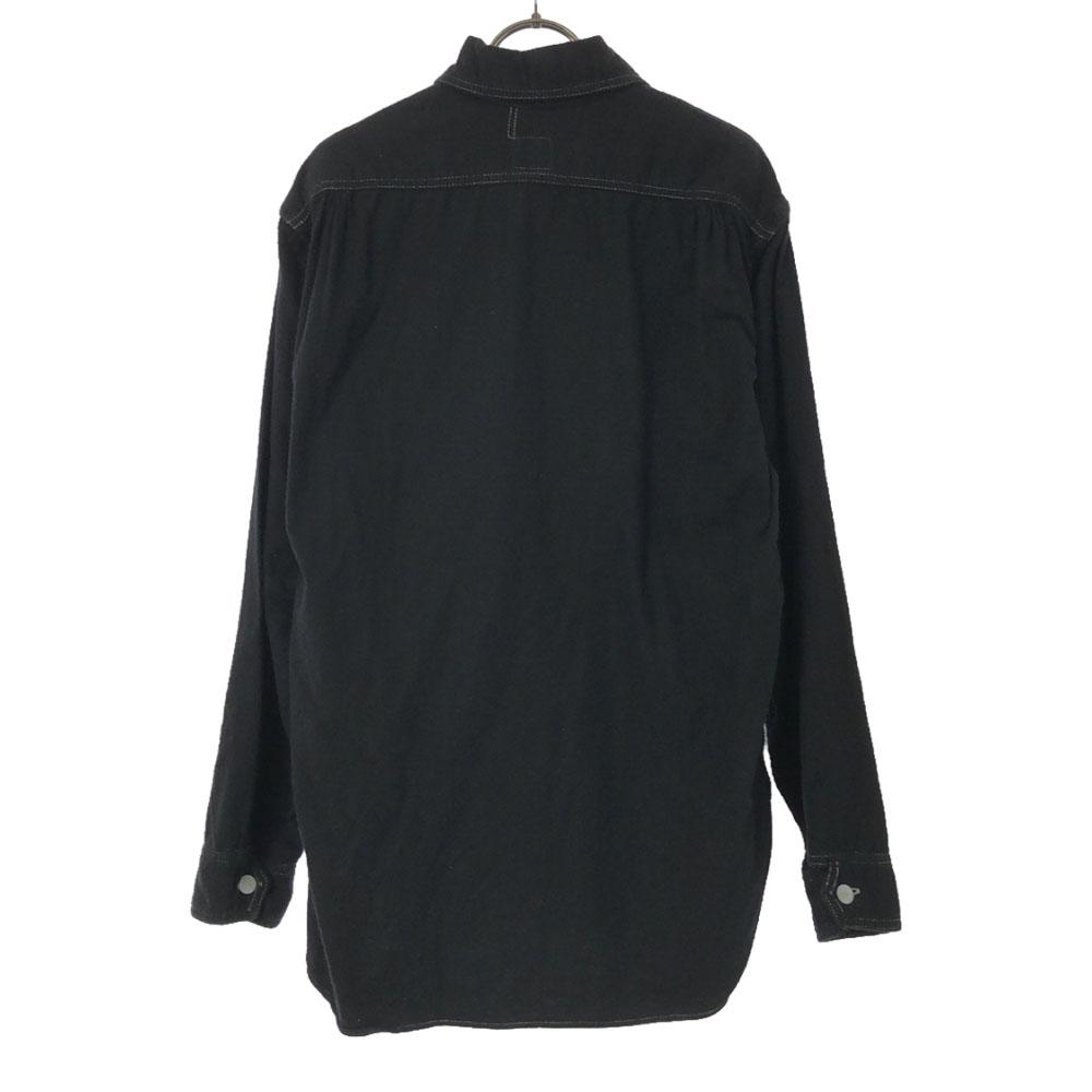 POST OVERALLS Made in USA Long sleeve Cotton shirt S black half button Men's Used