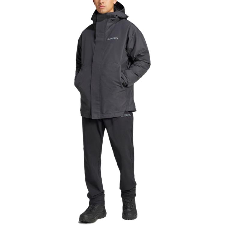 Adidas Terrex Xploric Series Outdoor Windproof Breathable Comfortable Waterproof Windbreaker Men Jackets Black IX7937