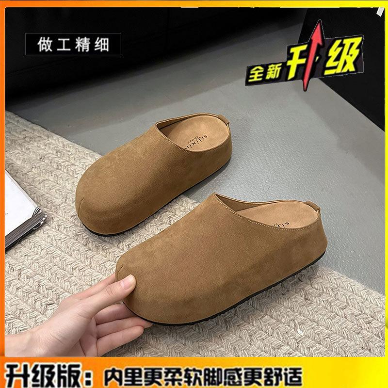 

Женские кожаные туфли-шлепанцы на толстой подошве, новая весенне-летняя женская обувь, ленивые одинарные туфли 40