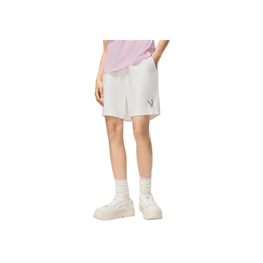 Li Ning X Disney Collaboration Zootopia Series Cartoon Embroidered Loose Mid-Rise Casual Shorts Women Shorts Off-White AKST246-1