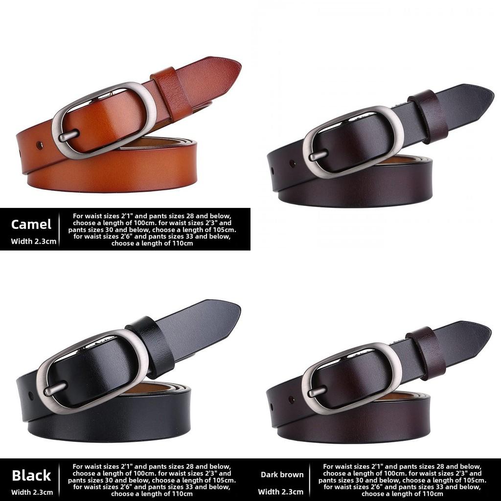 Elliptical Alloy Buckle Leather Womens Belt With Vintage Design For Work And Casual Looks