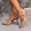 Fashion Sexy Pointed Toe Sling Back Pumps Women 2025 Summer Patent Leather Thin High Heels Shoes Woman Fashion Metal Buckle Sandals