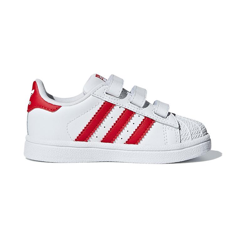 Adidas Originals SUPERSTAR CF Synthetic Leather Comfortable Slip Resistant Low top Toddler Shoes White Red Baby CG6639