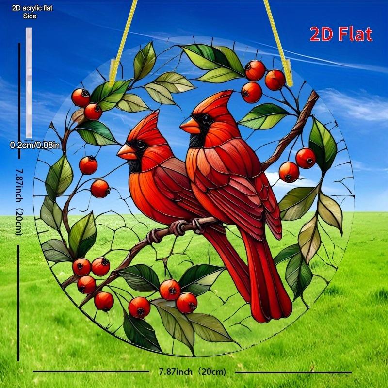 with Vibrant Red Cardinals and Berries Design, Four Seasons Decoration, Novelty Home Decor, Perfect Durable for Bedroom, Store, Office, Kitchen