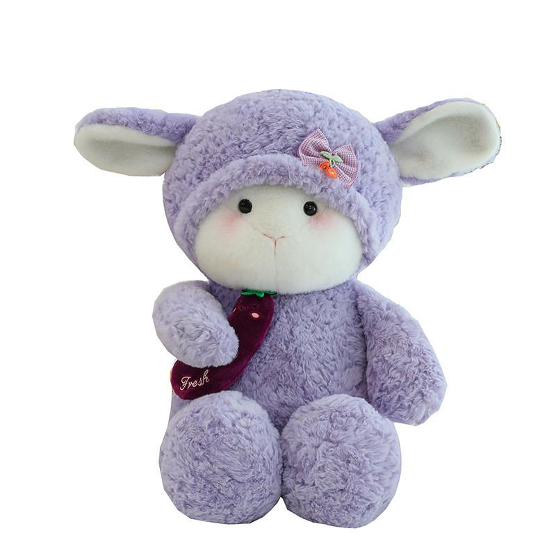 

Cute Long Cartoon Eared Sheep Plush Toy Eggplant In Its Arms Kids Birthday Gift 30cm