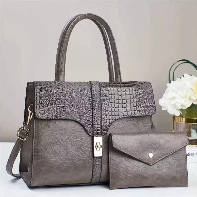 Versatile Stylish Khaki Two-piece Shoulder Tote Bag Set With Spacious Design For Daily Use
