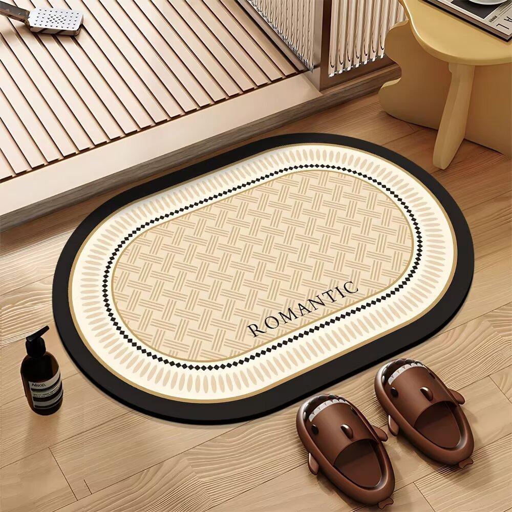 Bathroom Absorbent Floor Mat, Toilet Soft Diatom Mud Non-Slip Toilet Rubber Floor Mat, Bathroom Door Quick-Drying Carpet