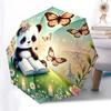 Animals Reading Themed Folding Umbrella Fashion Auto-Open 8 Iron Ribs Plastic Handle Foldable Sunshade Perfect Christmas Gifts