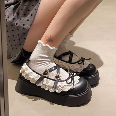 Bow Versatile Skirt Mary Jane Single Shoes Women's Spring New Lolita Lace Platform Small Leather Shoes