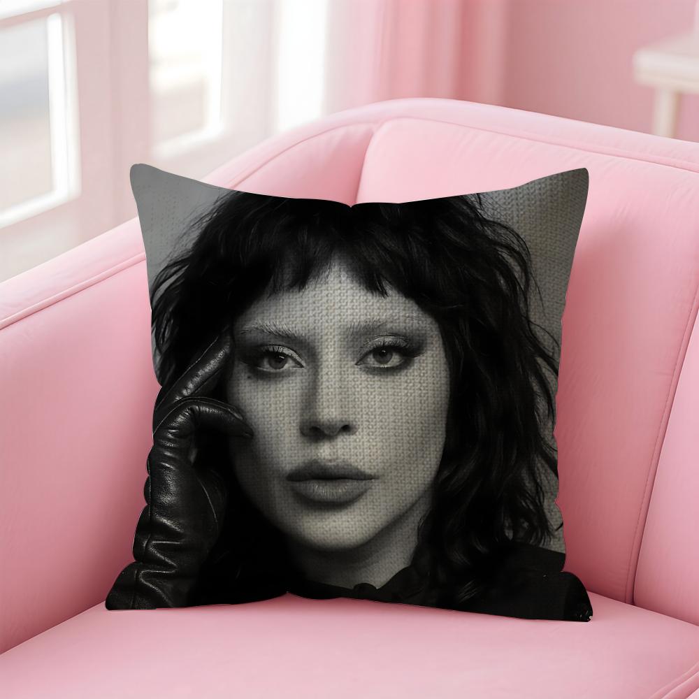 Singer LLady GGaga Cushion Cover Natural Linen Pillow Case DoubleSided Print Decorative Sofa Pillowcase Home Decor Gift