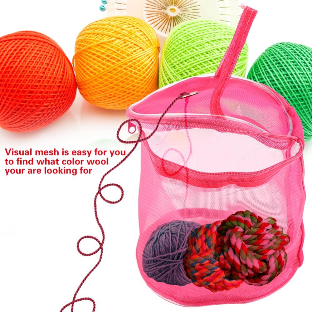 Mesh Mesh Yarn Storage Bag Cylinder Multi-Purpose Portable Storage Bag Lightweight Durable Yarn Storage Box Knitting Projects