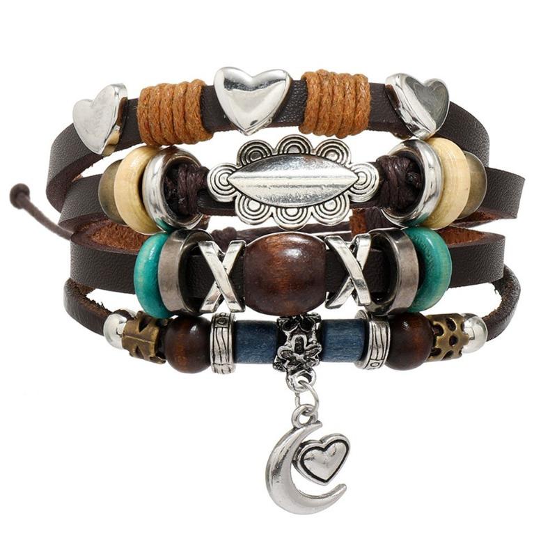New Retro Multi-bead Feather Turquoise Glazed Wings Leather Bracelet Hot Seller