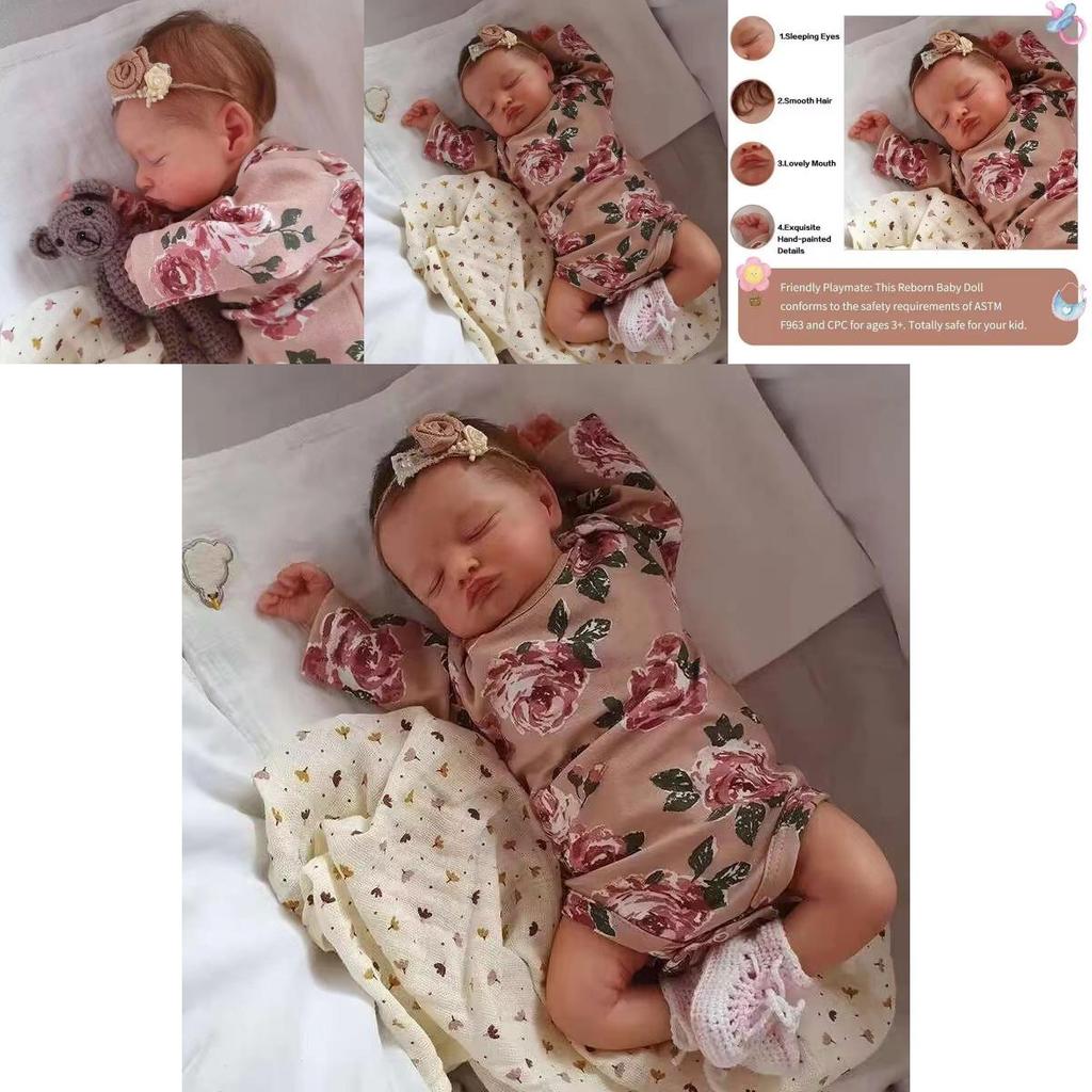 Silikon-Reborn-Baby-Puppe mit handbemalten Merkmalen für Sammler und als Geschenk