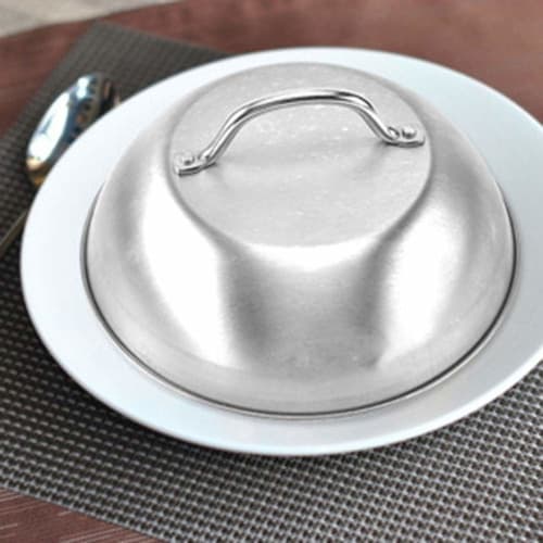 Oikabio Stainless Steel Steak Cover, Thickened, for Western Restaurants, Hand-Handled Steak Cover, Hemispherical Cover