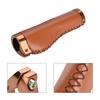 1 Pair Vintage PU Leather Lockable MTB Handlebar Grips PU Leather Grips Bicycle Handlebar Grips