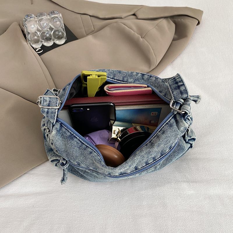 Schultertasche mit großer Kapazität Damen Denim Umhängetasche Mamatasche