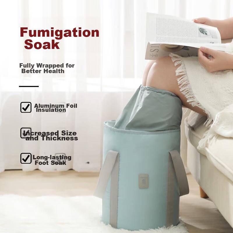Foldable Foot Soaking Bucket, Thickened Insulated Portable Raised Bucket, Foot Soaking Health Bag, Foot Bath Basin for Over-Knee Use