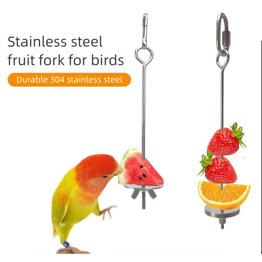 2Pcs Rust-proof Bird Cage Food Holder Stainless Steel Bird Foraging Toys Bird Feeder for Cage Birds