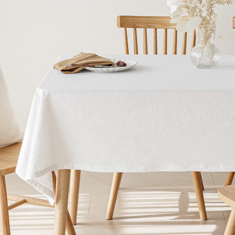 Pure White Linen Cotton Tablecloth Nordic INS Style Fabric Photo Backdrop for Picnic Dorm Dessert Table Cloth Home Decoration