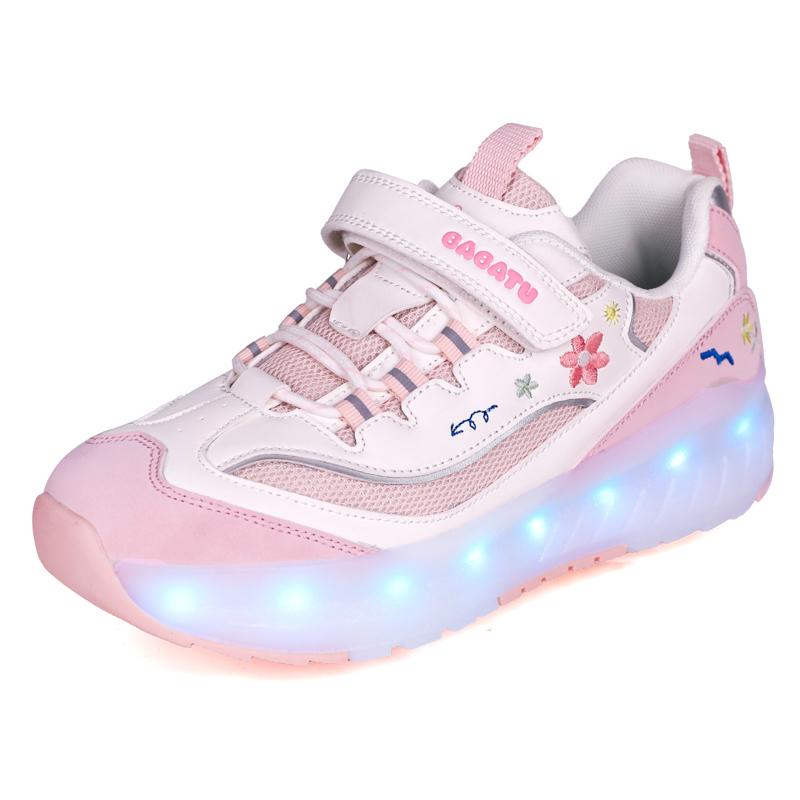 Παιδικά Αποσπώμενα Παπούτσια Σπορ με Τέσσερις Τροχούς Επαναφορτιζόμενα Φωτεινά Παπούτσια Σπορ LED Παπούτσι Πατίνια Ρόλερ με Τέσσερις Τροχούς