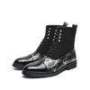 202546 large size autumn and winter new leather boots fashionable men's high-top shoes trendy British style pointed short boots
