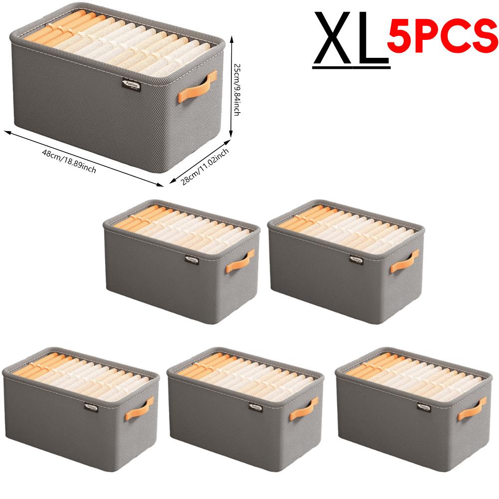 1-5PCS Clothes Storage Organizer Cabinet Drawer Organizer with Handle&Steel Frame Clothes Compartment Box for Home Wardrobe