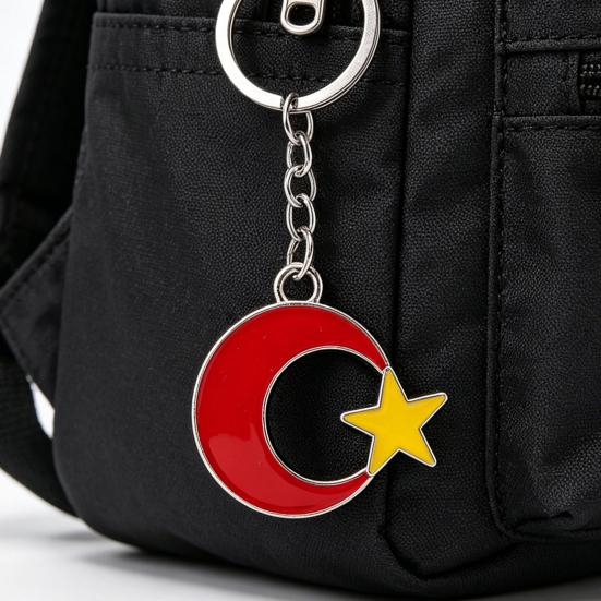 Metal Buckle Keychain Pendant, Zinc Alloy Key Ring with Star Moon Design, Keys Bags Suitcases Charm