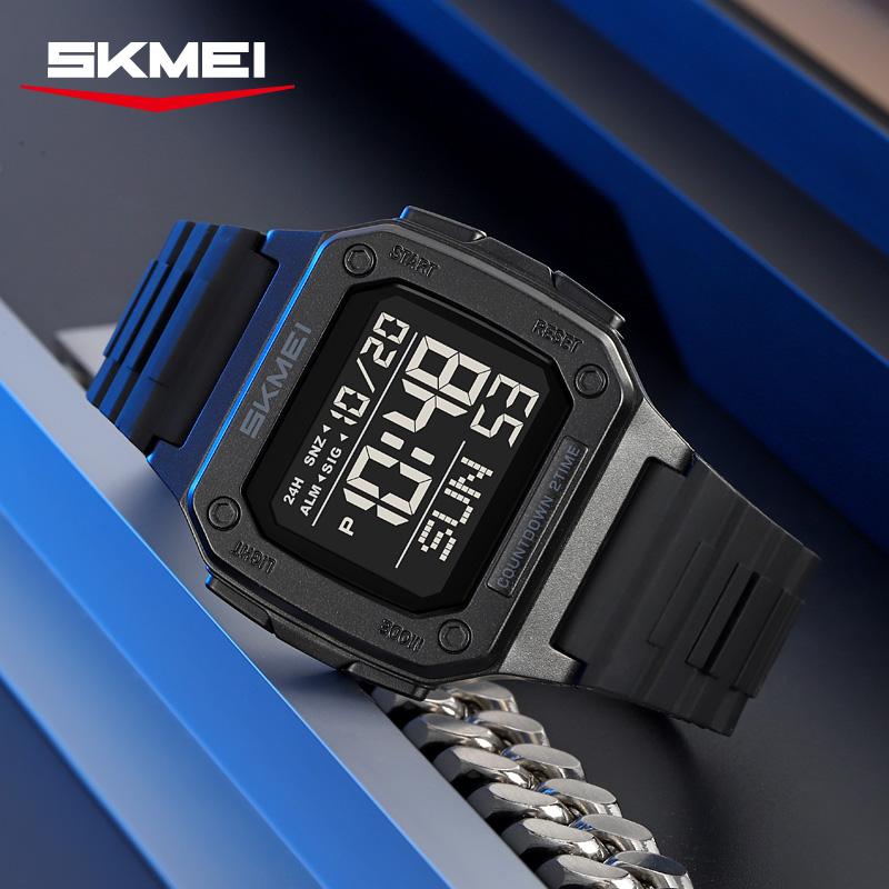 SKMEI 2456 New Outdoor Sport Digital Watch for Men Waterproof Mens LED Digital Electronic Wristwatch Display Clock Reloj Hombre