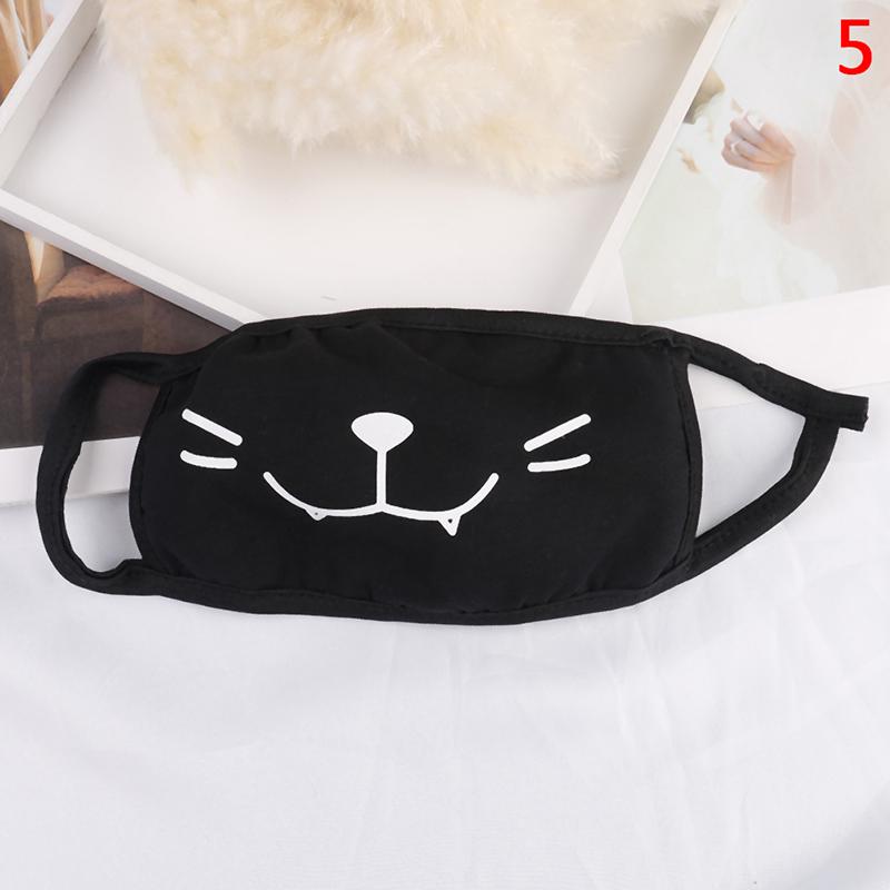 Black Unisex Cartoon Cat Funny Expression Face Mask Cotton Breathable Mouth Mask Anti-dust Pollution Masks For Woman Man
