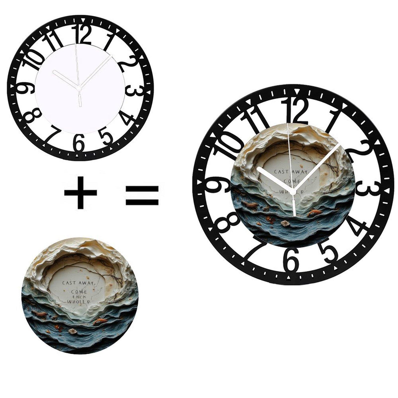 Farmhouse Style 25cm Circular Iron Wall Clock with Aged Patina (Black,10 inch(25.40cm))