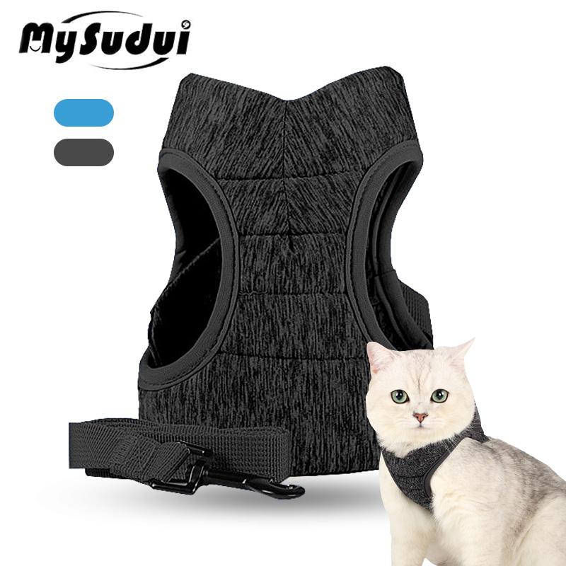 

MySudui Quick Fit шлейка и поводок для кошек, дышащий регулируемый мягкий поводок, удобный для кошек, для путешествий на открытом воздухе, с защитой от отрыва