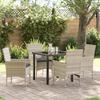 5-Piece Dining Set with Light Grey Cushions In Poly Rattan 3379808