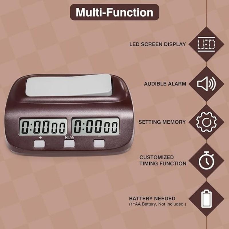 3-i-1 Multifunktionell Schackklocka Bärbar Digital Schacktimer Lätt Professionell Speltimer