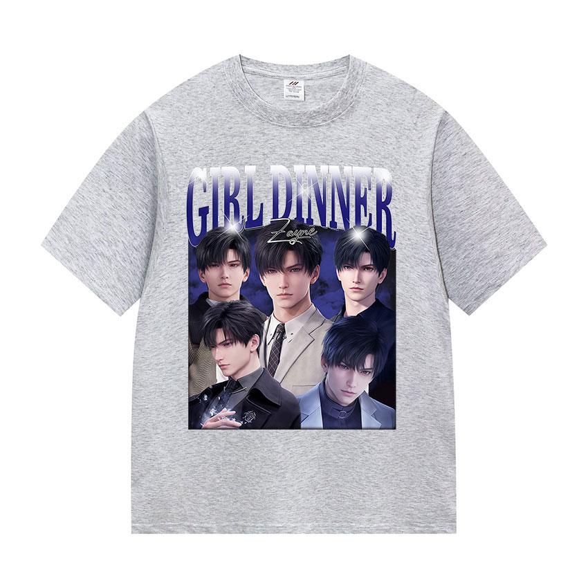 

Футболки с принтом Girl Dinner Zayne Love and Deepspace Аниме Мужская Женская Мода Футболки с круглым вырезом Летняя Хлопковая Футболка с коротким рукавом 4XL
