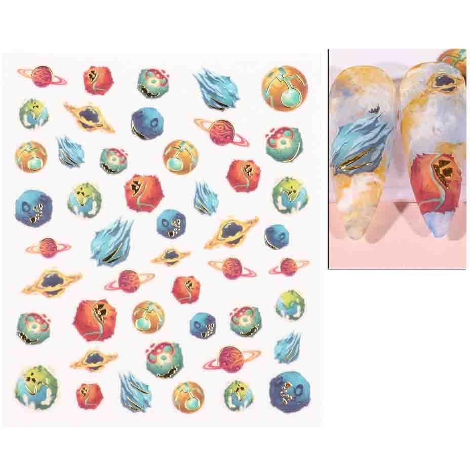 

Фэнтезийный дизайн планеты Galaxy, наклейки для ногтей, клейкие слайдеры, наклейки для дизайна ногтей, маникюрные украшения