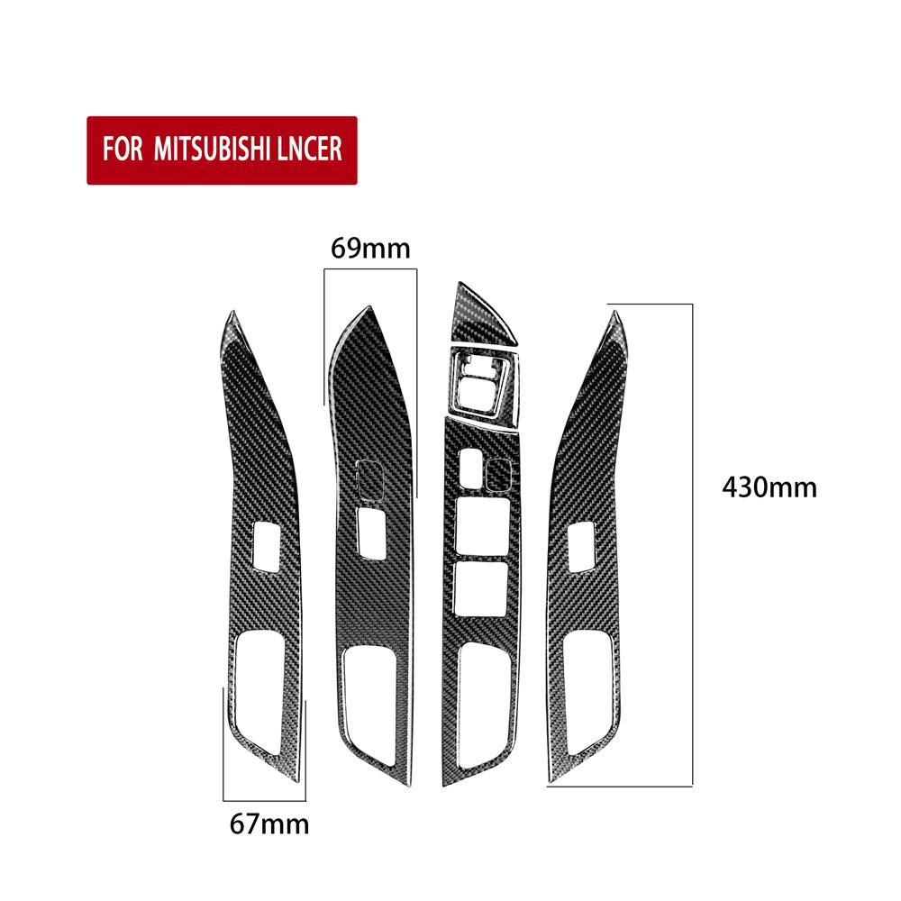 Carbon Fiber Window Lift Switch Panel Cover Trim For Mitsubishi 08-15 Lancer EVO