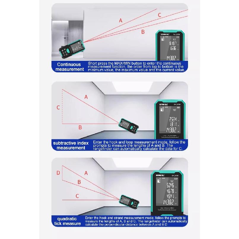 Snakol Laser Distance Meter 150M/200M Profesional Laser Tape Measure Rangefinder Trena Roulette Ruler Range Finder USB Charging