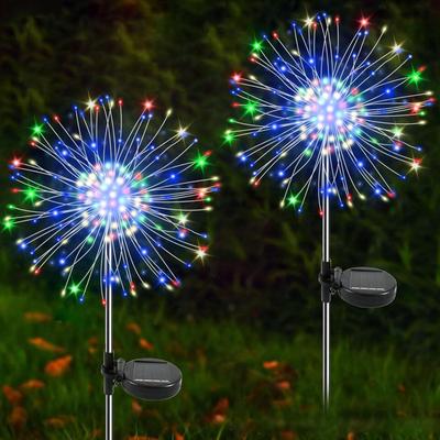 Solar LED Firework Garden Lights: Waterproof Outdoor String with Detachable Pole