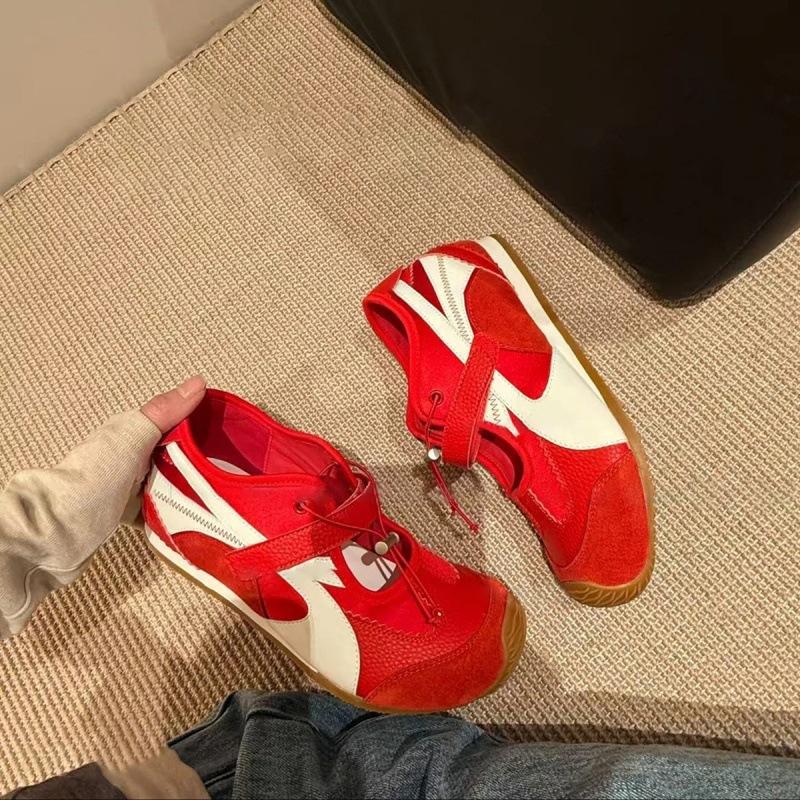 Soft Leather Version~ Retro Ugly Cute Soft-soled German Training Shoes Women's Versatile Round Head Leather Academy Style Casual Sports Forrest Gum