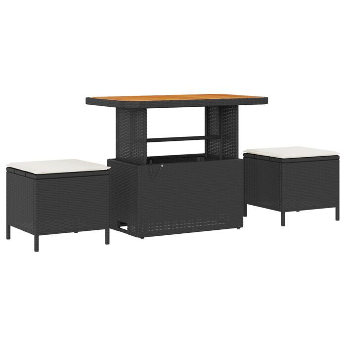 Set de canapé de jardin vidaXL 8 pièces avec coussins en rotin synthétique noir, Set de salle à manger jardin vidaXL 3 3365125