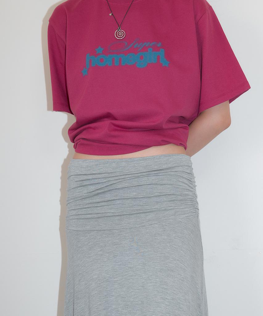 Hombadittingjeu Cotton Shirring Long Skirt (Gray)