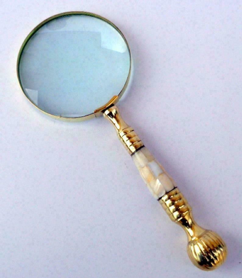 Antique Desk Magnifying Glass Vintage Map Reader Lens Brass Folding