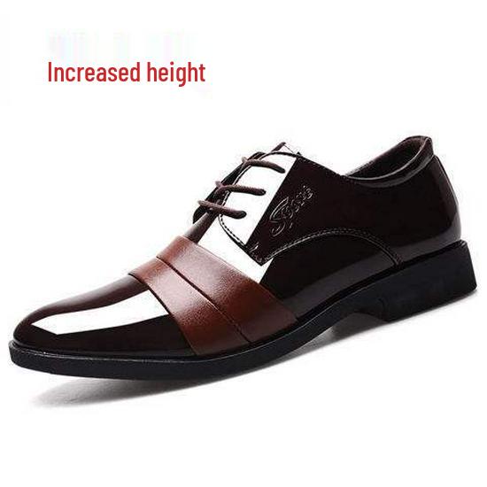 

Men s Business Casual Leather Lace-Up Shoes with Height Increase - Black, Youthful, Formal, Ideal for Spring, Students, and Weddings. 45