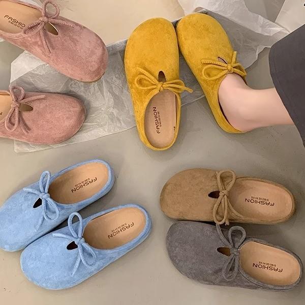Retro Versatile Flat-bottomed Bag Head Slippers Women's Summer New Bow One-pedal Soft-soled Half Slippers