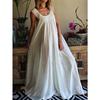 Vestido de Moda de Verano para Mujer Elegante de Cuello Redondo Grande sin Mangas Largo Oversize con Encaje