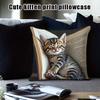Cat Pattern Square Pillow Cover 18X18 Inches Single-Sided Printed Pillow Cover Home Pillow Cover Living Room Decoration