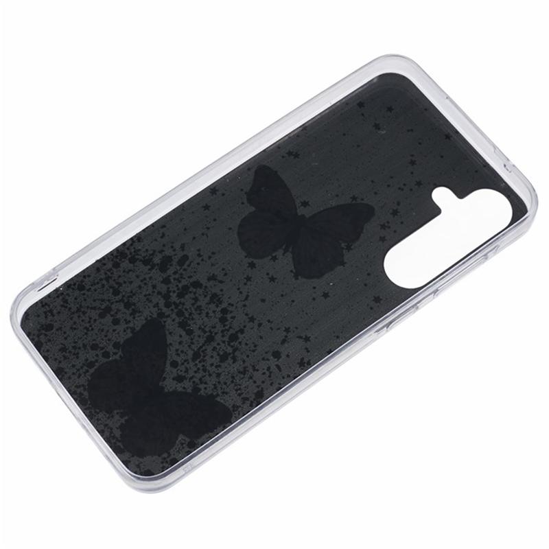 WANLONFENG AW Series for Samsung Galaxy A15 4G/5G Case 3D Butterfly TPU Glitter Phone Cover with Screen Protector